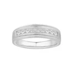1 Ct. T.w. Diamond 9-stone Princess Channel Milgrain Men Wedding Band - Ovani In 18Kt White Gold