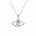 Bella By Ovani Lab-grown Diamonds Evil Eye Pave Pendant 0.25 Ct. T.w. In 10k White Gold