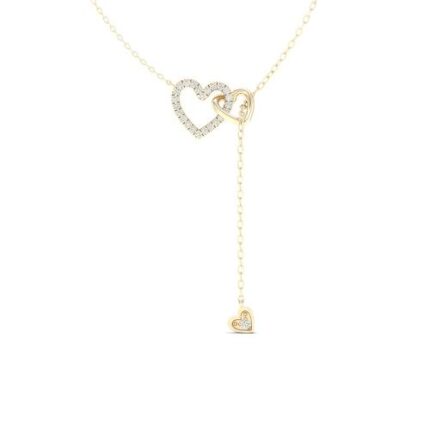 Bella By Ovani's Diamond Double Heart Lariat Necklace
