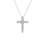 Bella By Ovani Lab-grown Diamonds Round Prong-set Cross Pendant - 0.25 Ct. T.w. In 10k White Gold