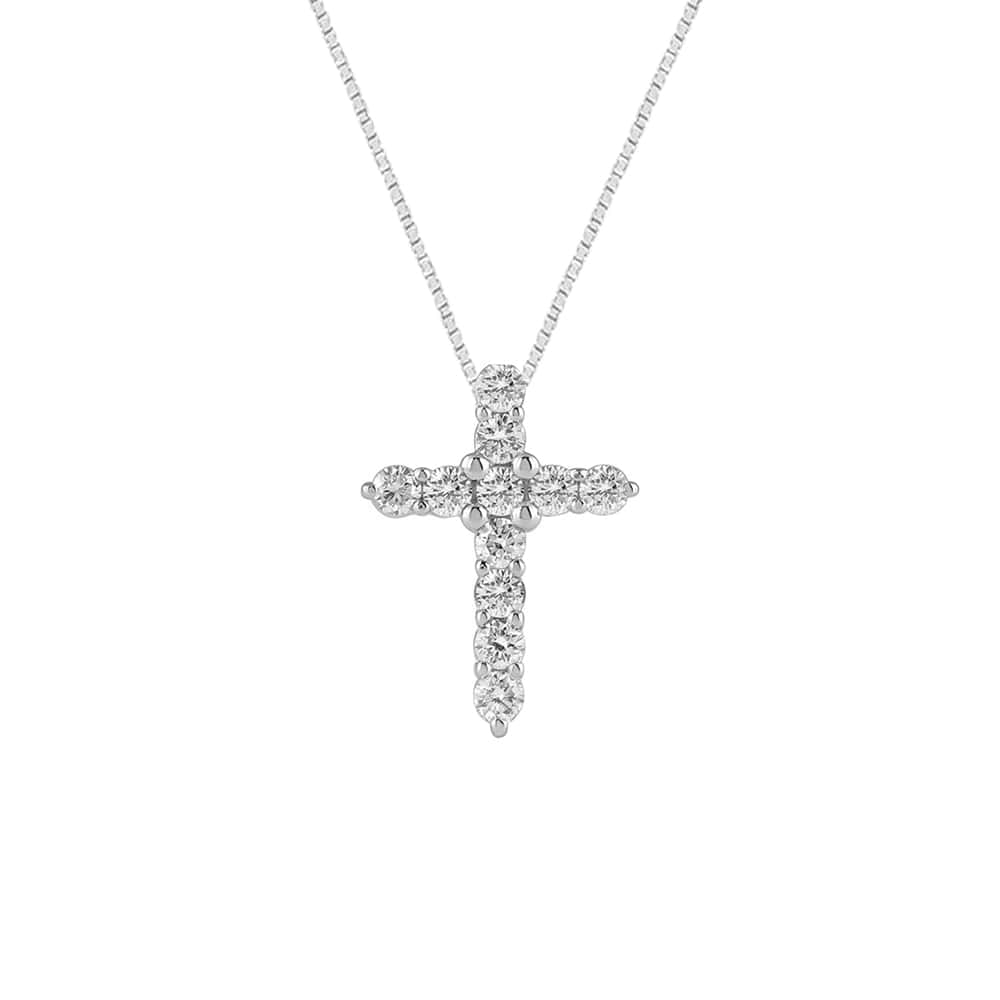 B215528 Bella By Ovani Lab-grown Diamonds Round Prong-set Cross Pendant - 0.25 Ct. T.w. In 10k White Gold - Image 1